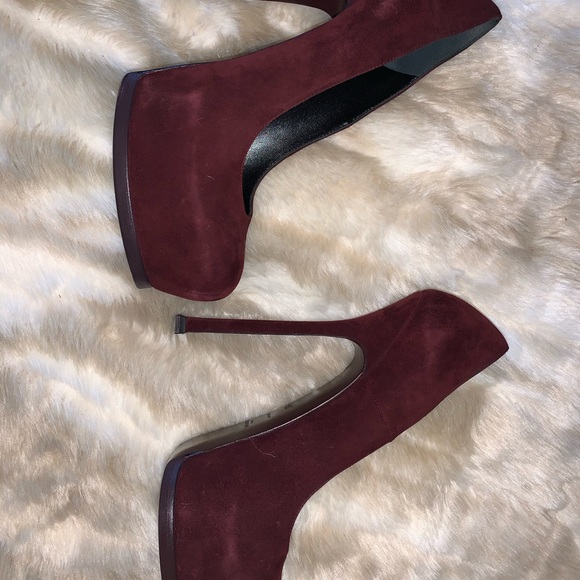 YSL Tribtoo High Heel Pumps Sz 39.5 Bordeaux Suede - Picture 7 of 15